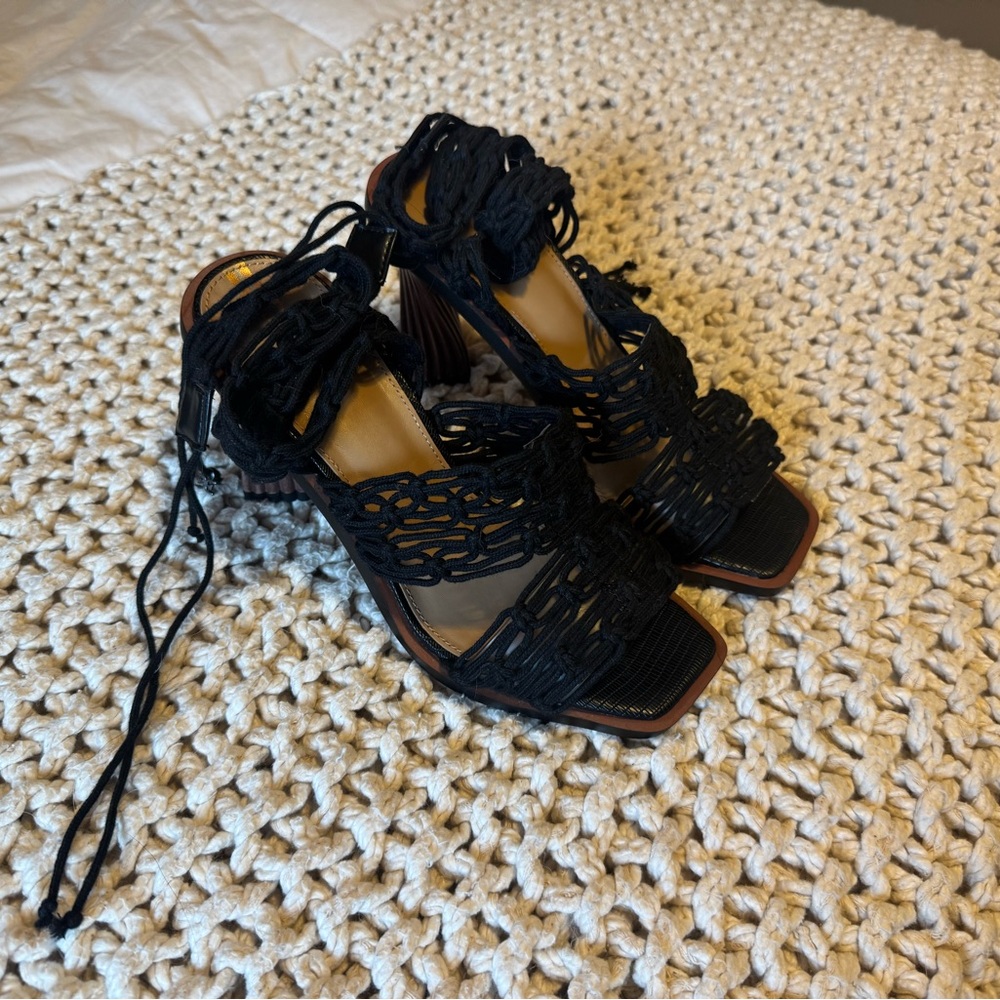 Sam Edelman Black Lace-Up Heels